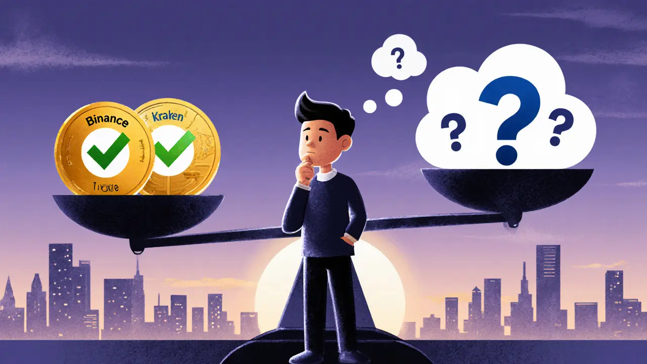 Trader su una bilancia che confronta BitStorage con Binance e Kraken.