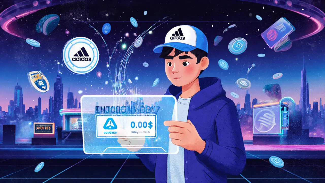 Avatar con branding Adidas usa SANDChain per trasferire SAND a costo minimo.