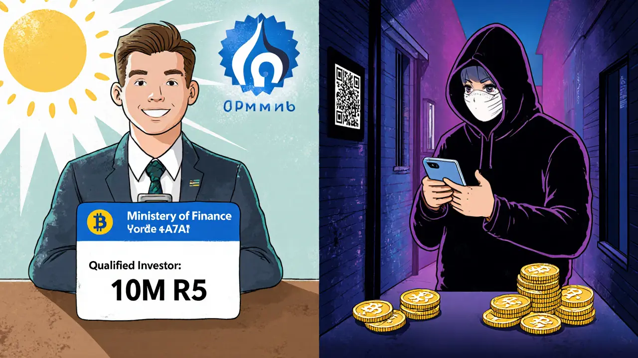 Diviso: investitore qualificato con A7A5 a sinistra, individuo con VPN e QR a destra.