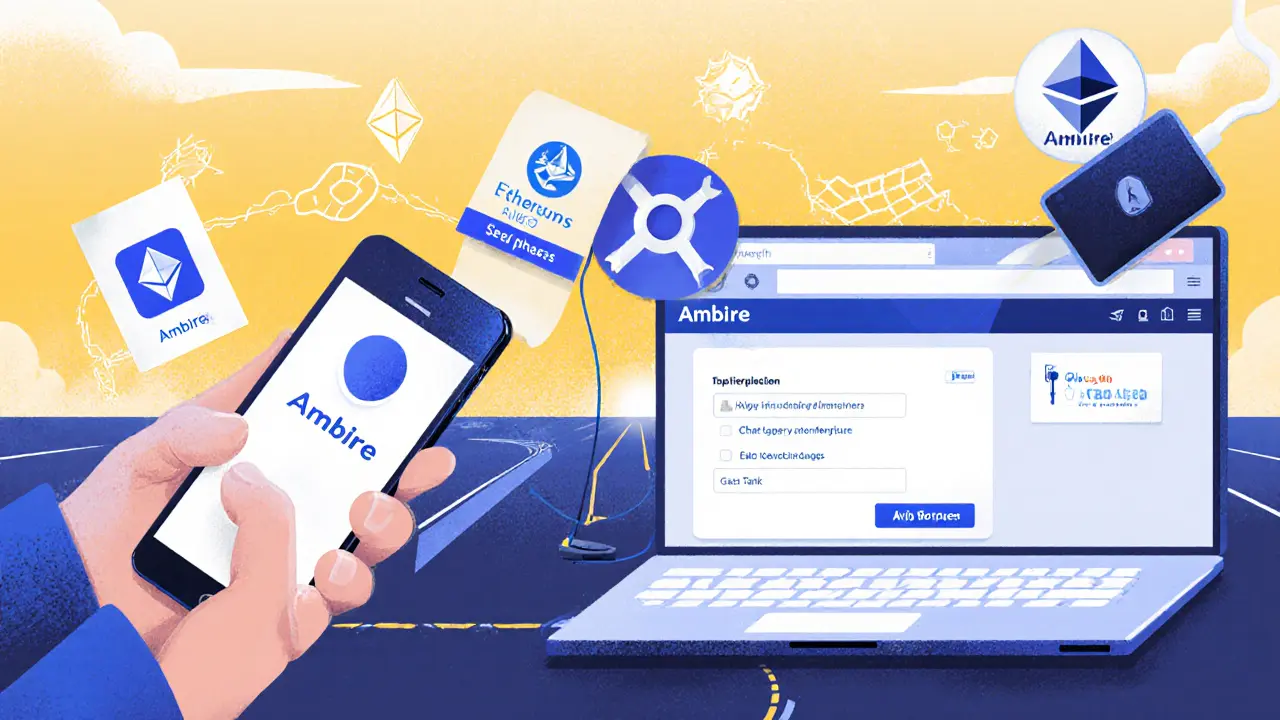 Installazione di Ambire Wallet su smartphone, browser e hardware wallet.