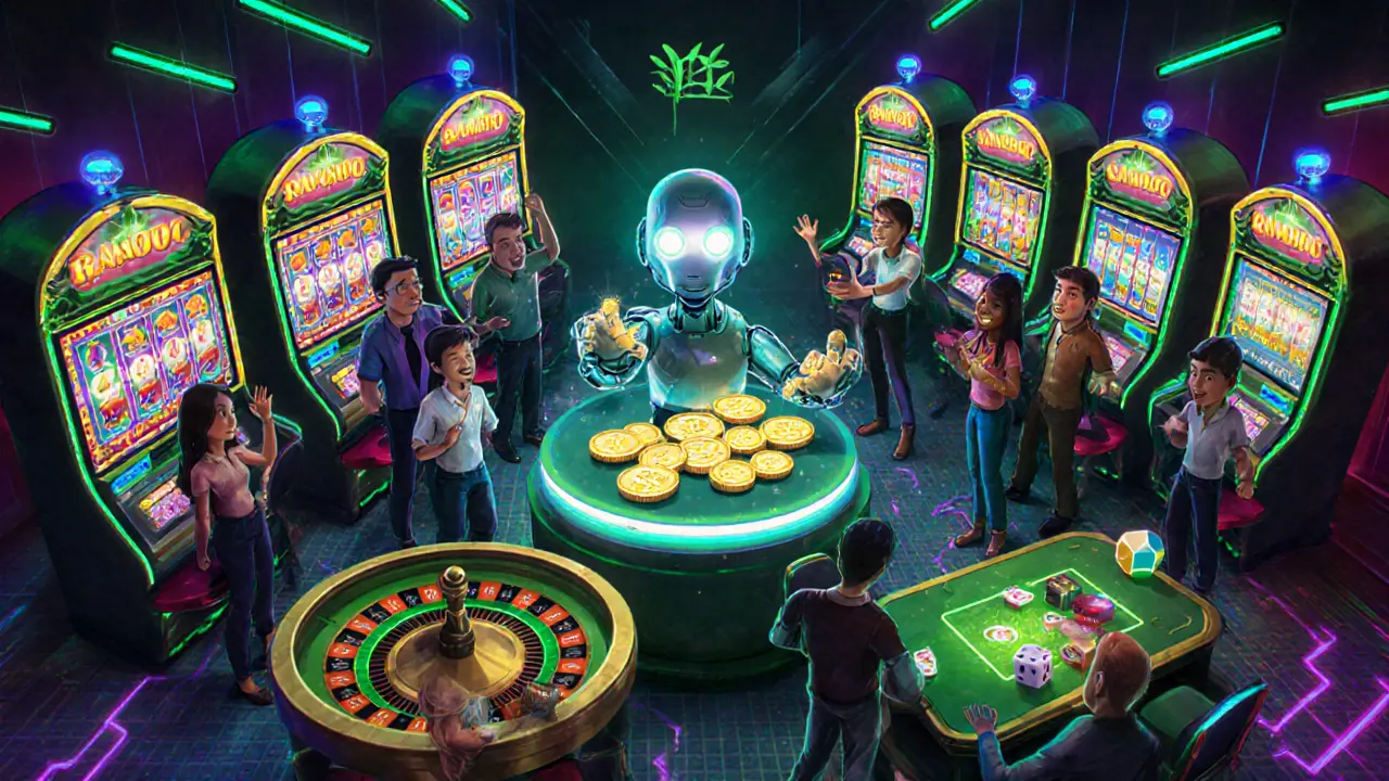 Casinò on‑chain con slot, dadi, robot AI che consegna token Bamboo.