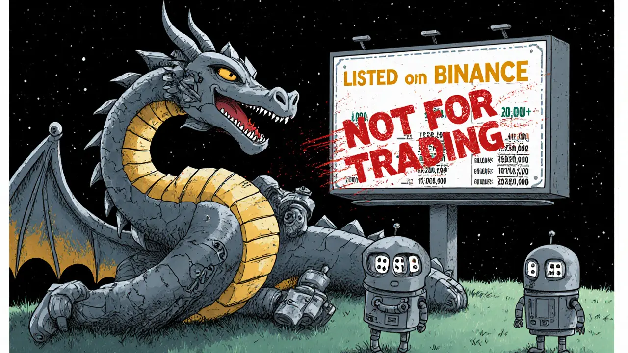 Un drago blockchain rotto giace inattivo su Polygon mentre bot falsi scrivono volumi di scambio inventati.