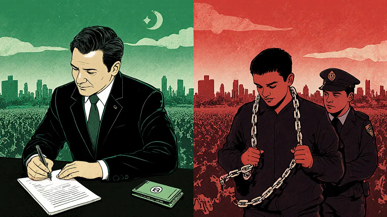 Un funzionario firma un sistema blockchain mentre un ragazzo viene arrestato per criptovalute.