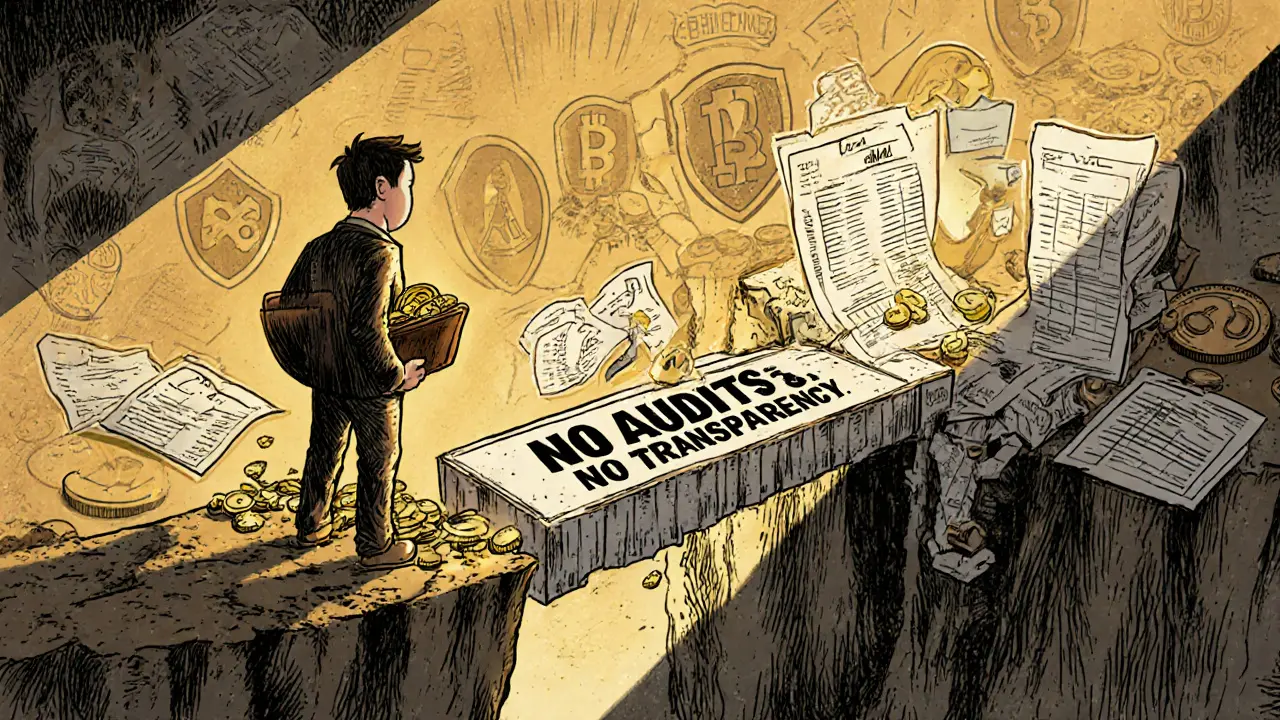 Un investitore sul bordo di un precipizio, con un ponte che scompare in un vuoto senza informazioni.