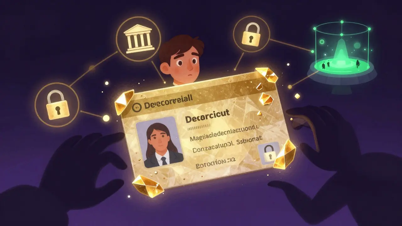 Identità decentralizzata che si auto-protegge da tentativi di contraffazione su blockchain.