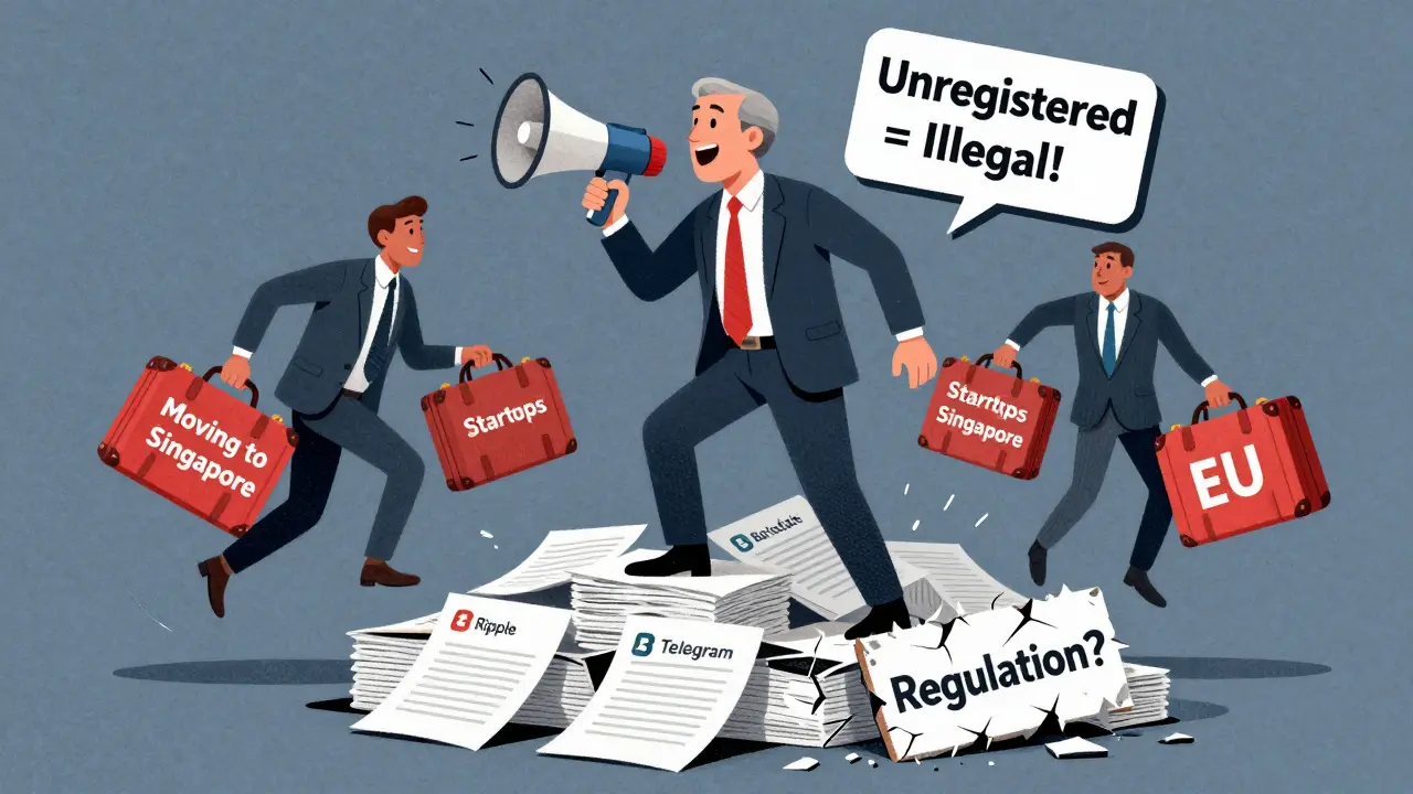 Gary Gensler incita multe contro progetti cripto mentre le aziende fuggono all'estero.