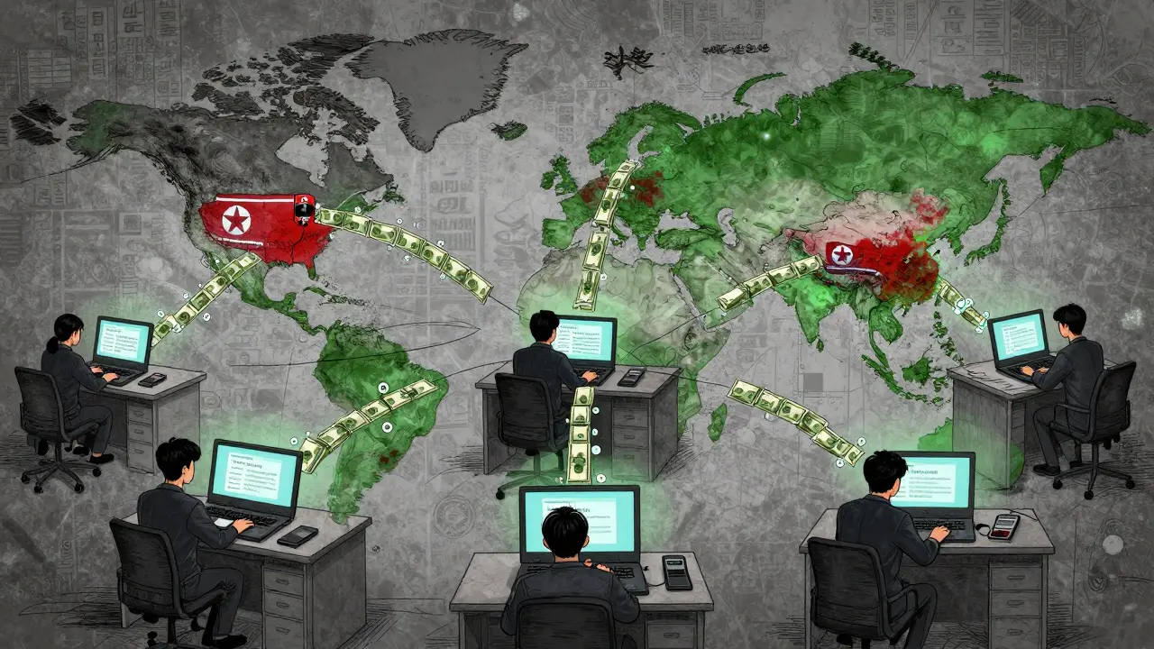 Programmatori nordcoreani in Asia inviano dati che diventano contanti in tutto il mondo.