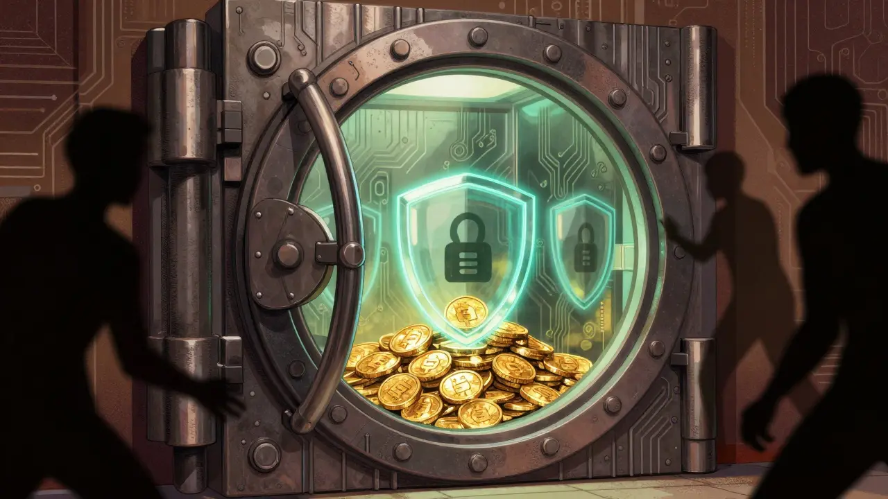 Cassaforte digitale protegge monete con scudo energetico