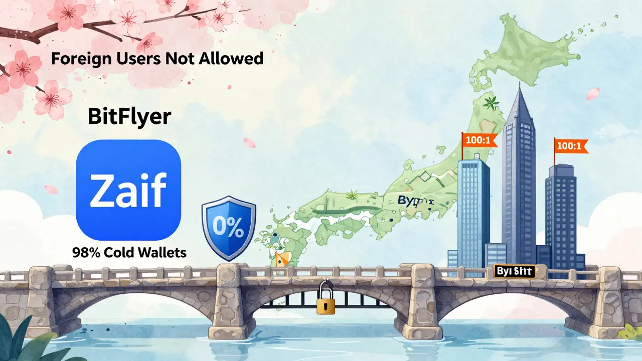 Confronto tra Zaif, BitFlyer e Bybit con ponte sicuro e porta chiusa per utenti esteri