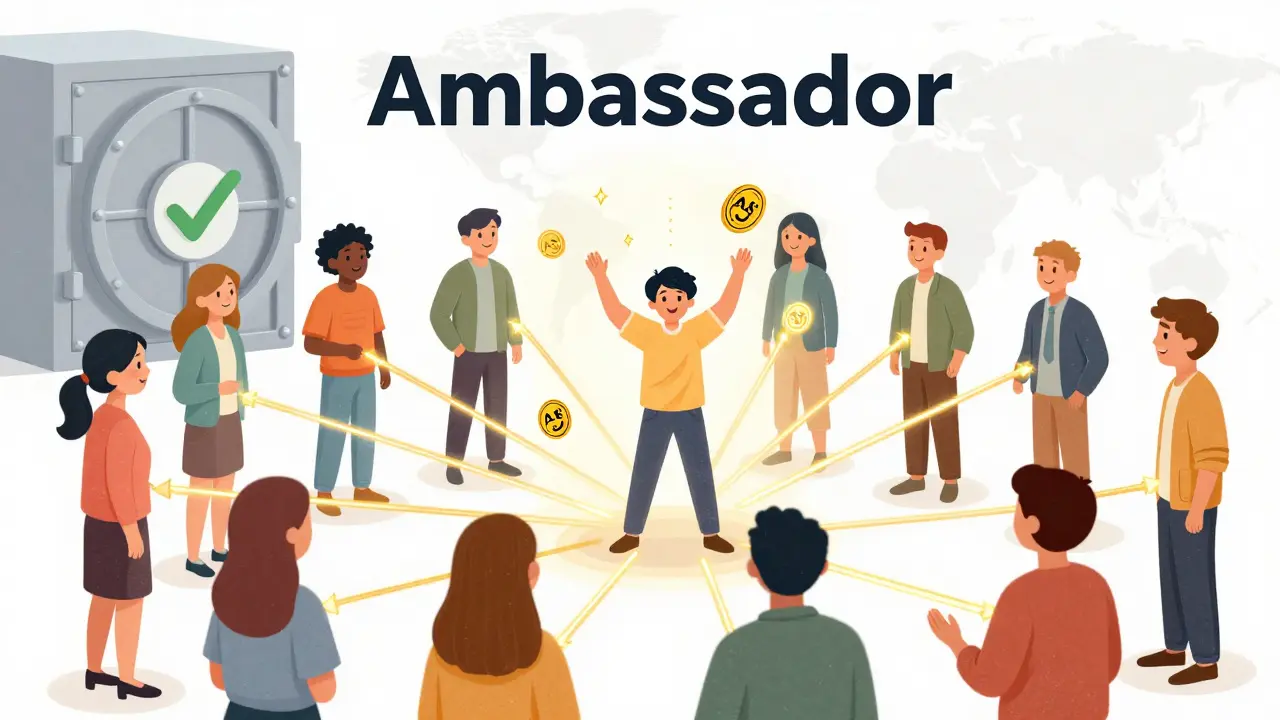 Ambassador Web3 collegato a una rete globale di utenti con token ASK.