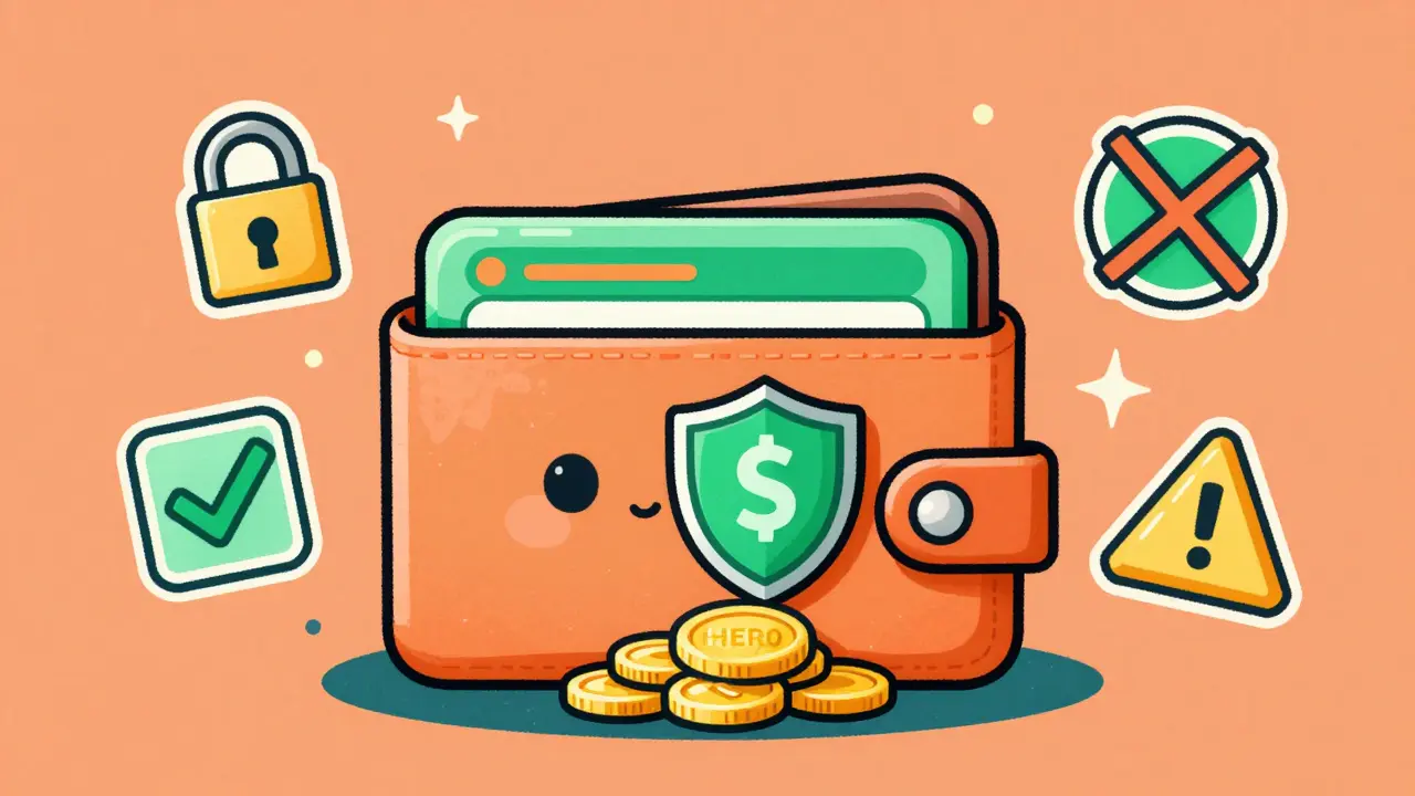 Portafoglio sicuro che protegge i token $HERO da rischi