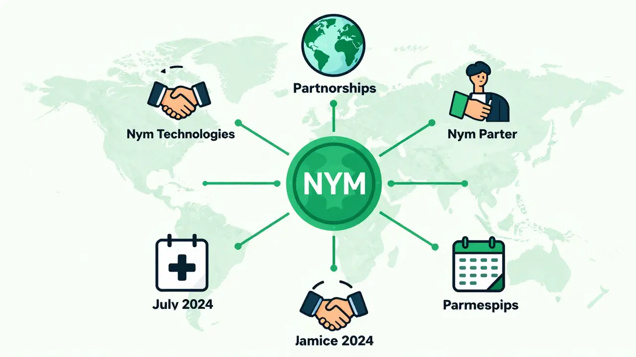Rappresentazione artistica dell'ecosistema e delle partnership di Nym