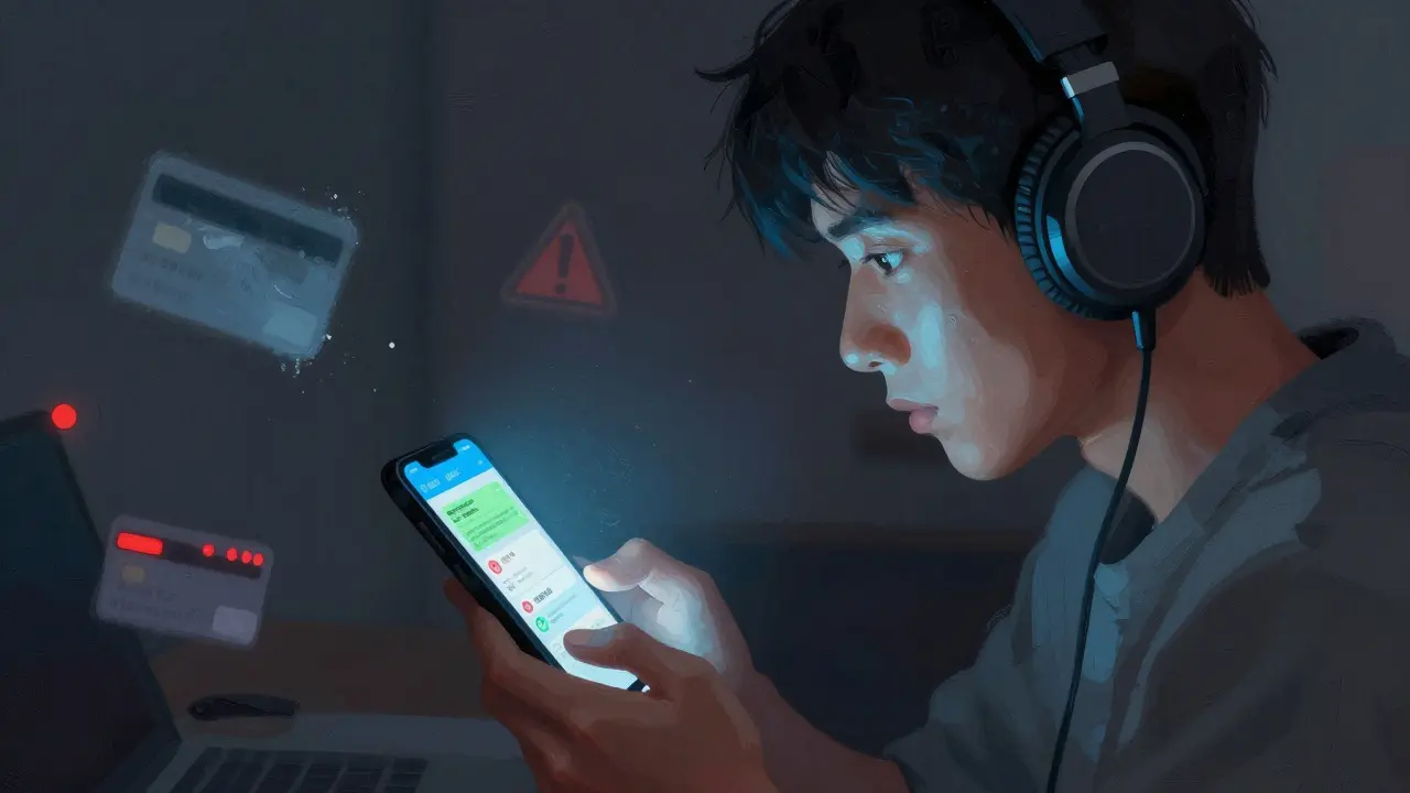 Uomo giovane che usa smartphone per trading crypto in modo segreto
