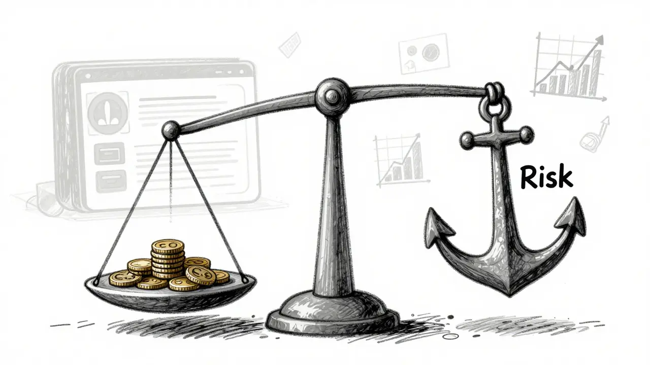 Bilancia che mostra il basso valore dei token rispetto ai rischi elevati