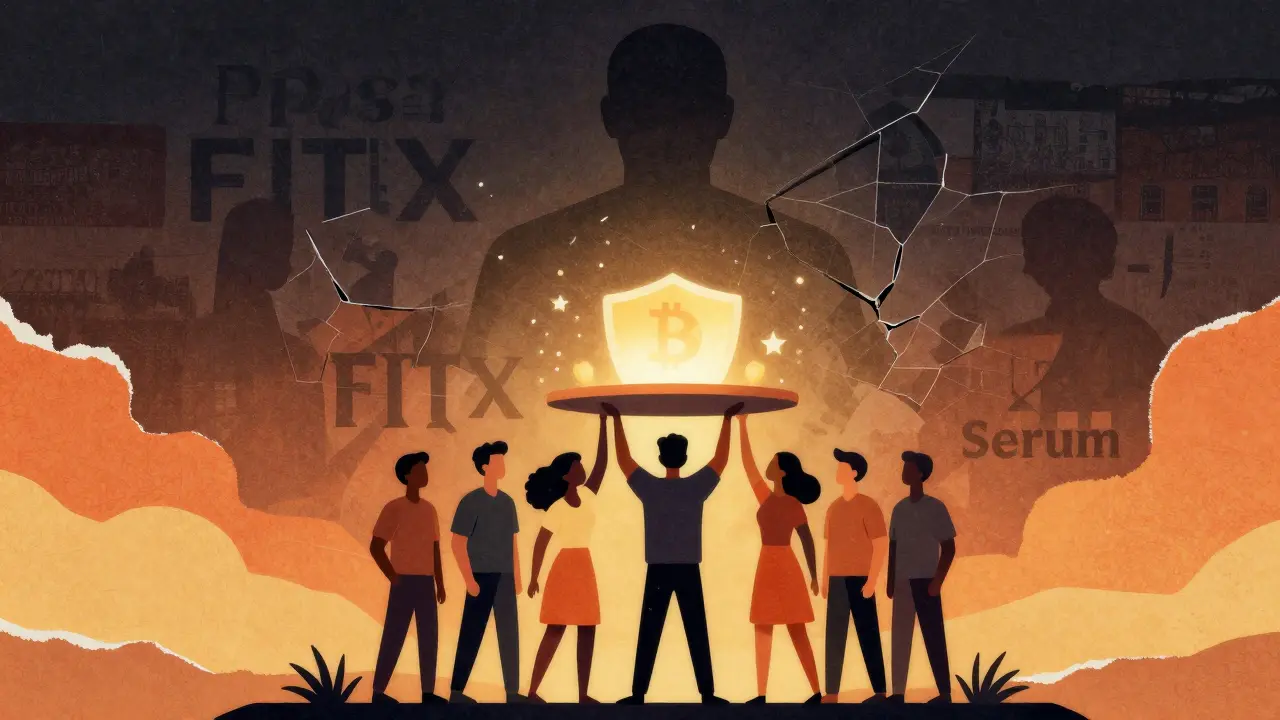 Illustrazione della comunità che ricostruisce il protocollo Serum dopo la crisi FTX