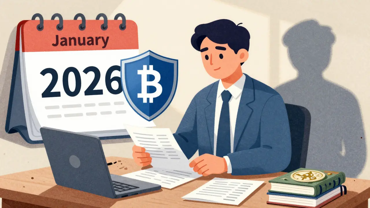 Investitore che organizza documenti per la conformità fiscale crypto nel 2026