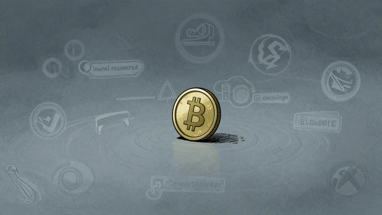 Monetina solitaria in un vuoto astratto che rappresenta la mancanza di liquidità
