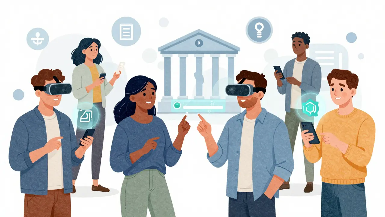Persone che usano wallet blockchain semplificati nella vita quotidiana