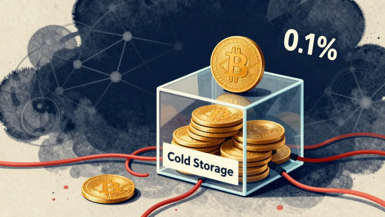 Rappresentazione artistica del cold storage e delle commissioni di trading cripto