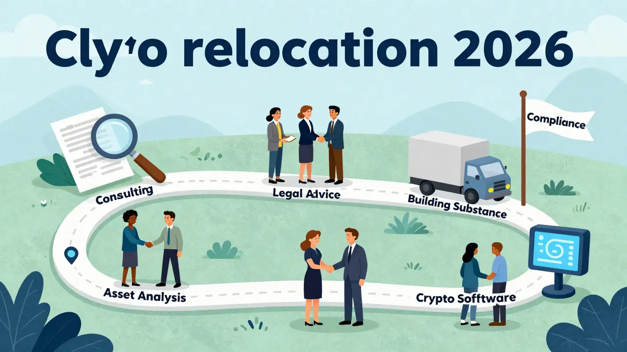 Roadmap visiva per la relocalizzazione crypto legale