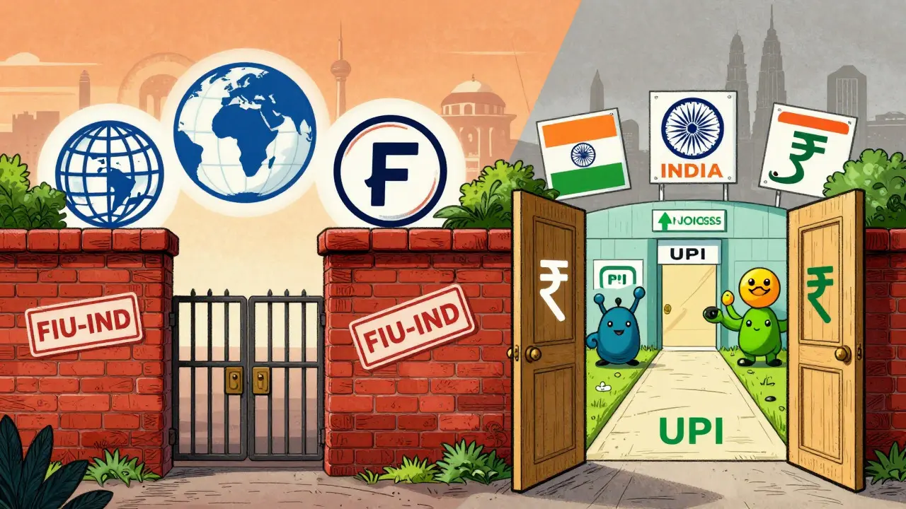 Illustrazione del divario tra scambi bannati e conformi in India
