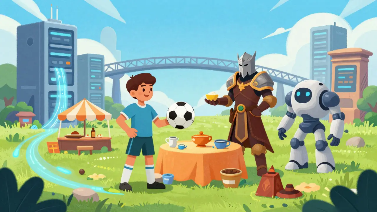 Personaggi di giochi diversi interagiscono in un ecosistema aperto
