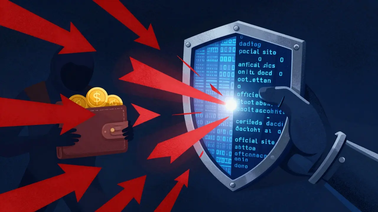 Scudo digitale che protegge da truffe e phishing crypto