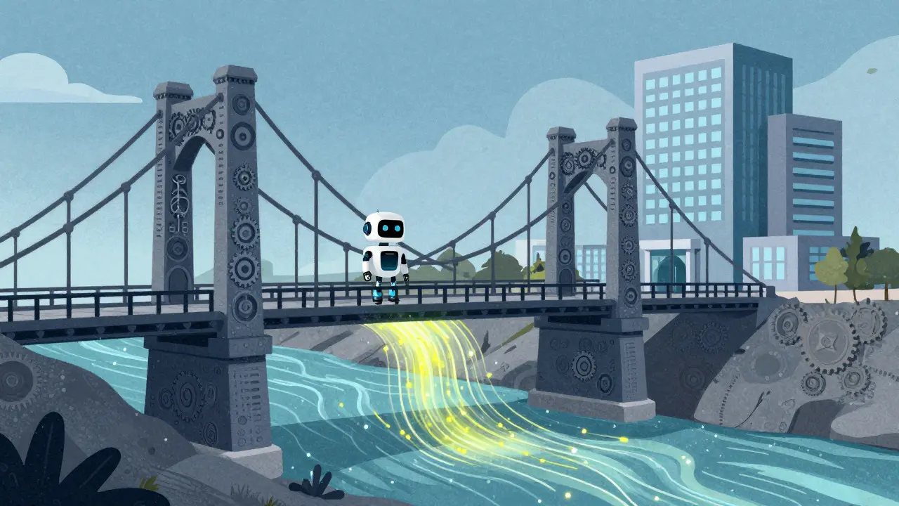 Ponte industriale simbolico tra robotica e adozione aziendale