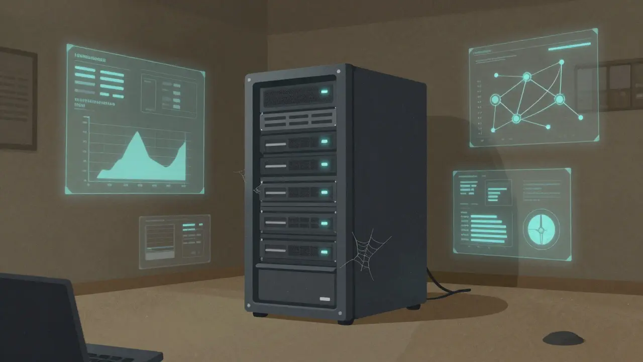 Server tecnologico inattivo che rappresenta lo sviluppo sospeso del progetto