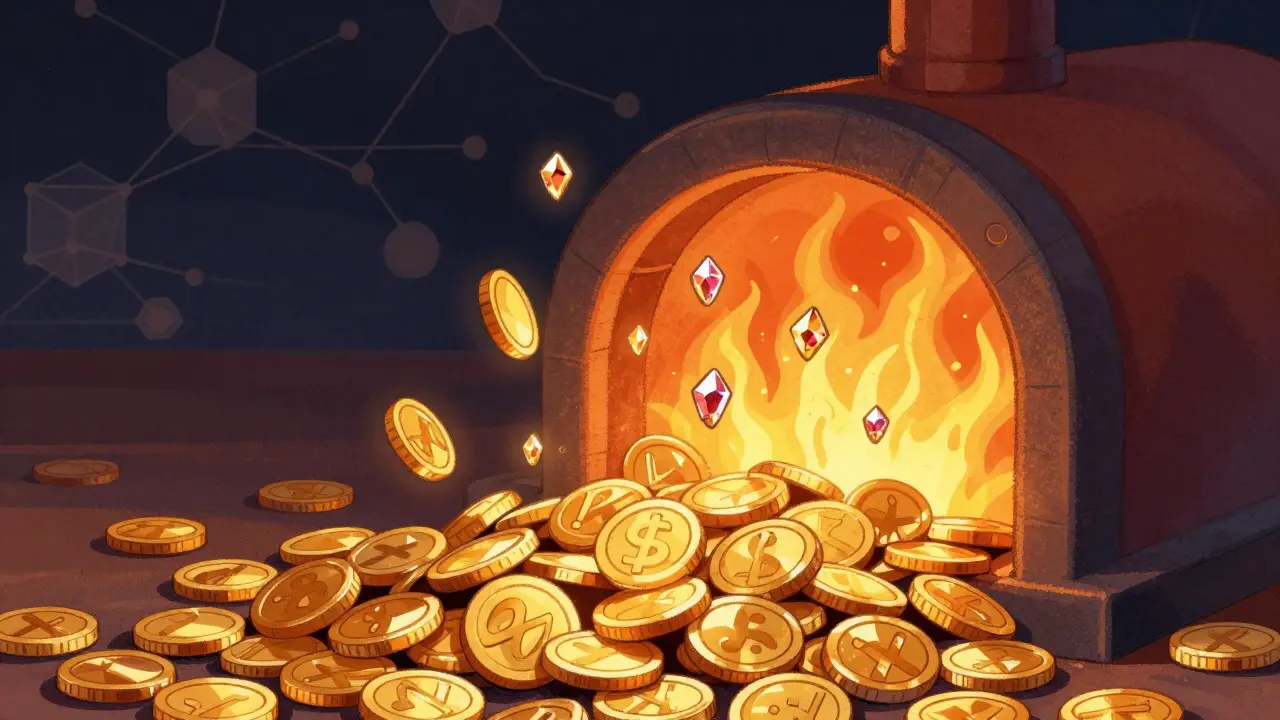 Token crypto bruciati in un forno per aumentare il valore residuo