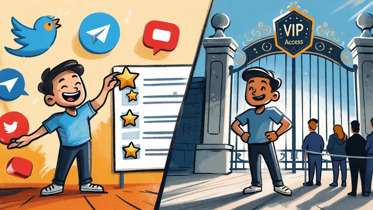 Avatar cartone animato completa attività social e ottiene accesso VIP a un cancello esclusivo.